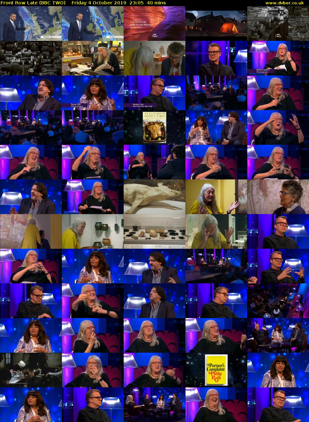 Front Row Late (BBC TWO) Friday 4 October 2019 23:05 - 23:45