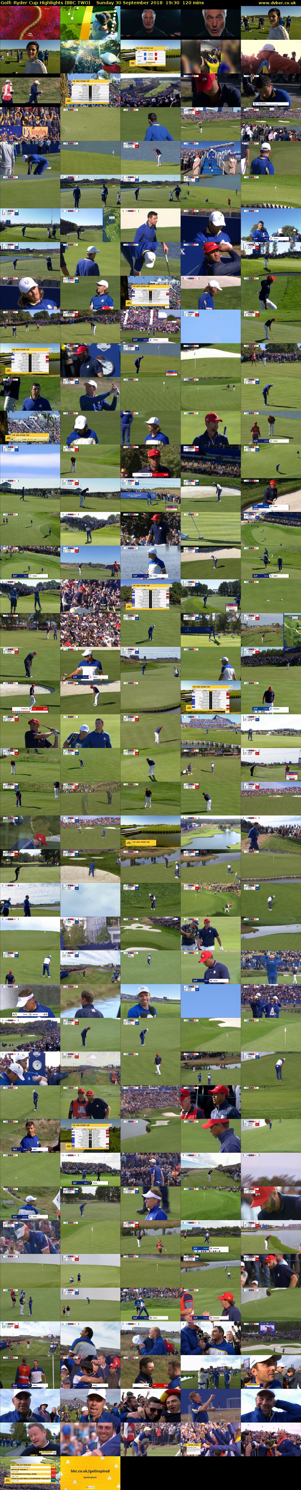 Golf: Ryder Cup Highlights (BBC TWO) Sunday 30 September 2018 19:30 - 21:30