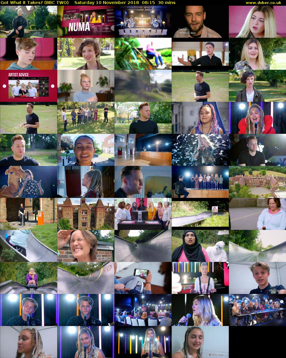 Got What It Takes? (BBC TWO) Saturday 10 November 2018 08:15 - 08:45