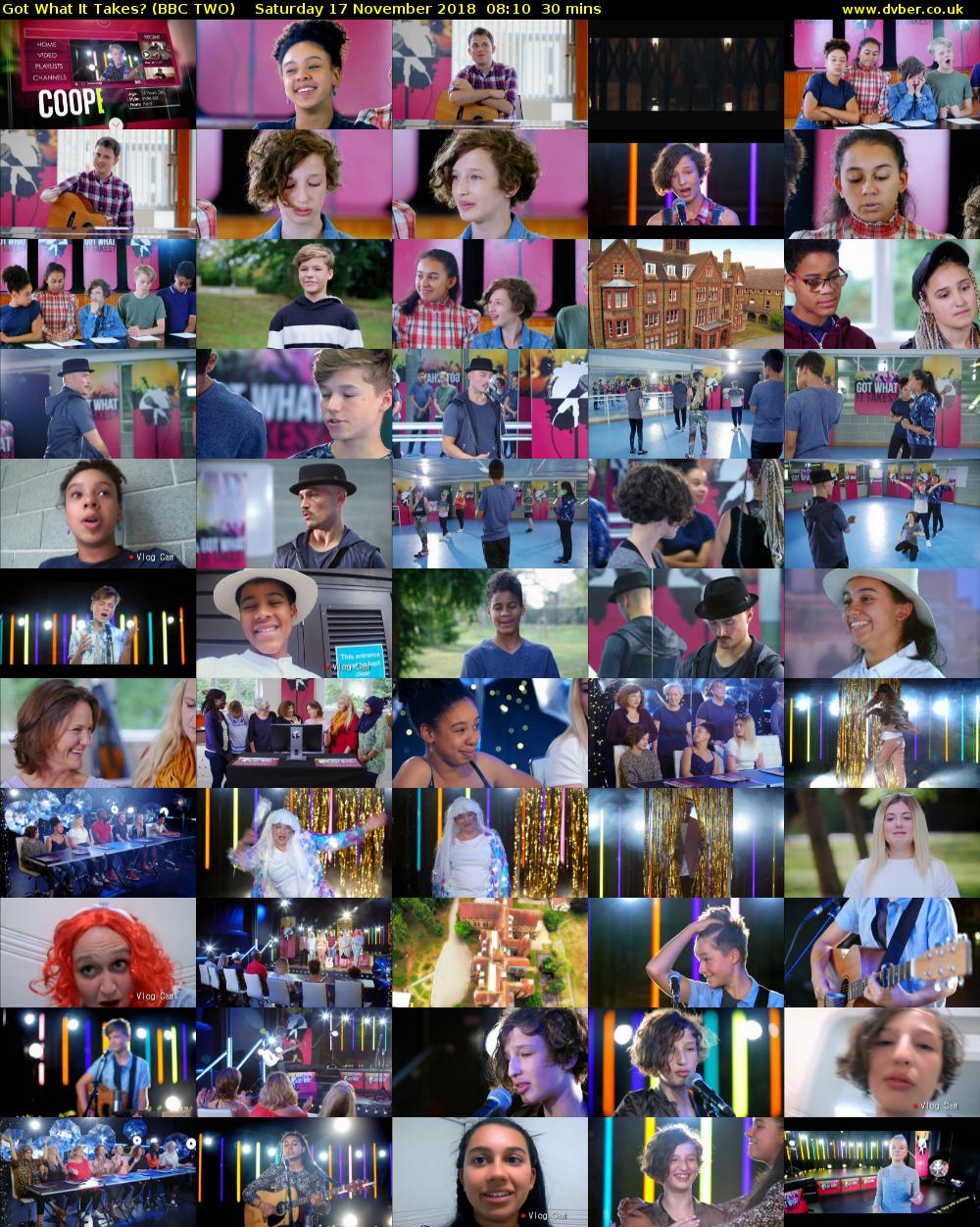 Got What It Takes? (BBC TWO) Saturday 17 November 2018 08:10 - 08:40