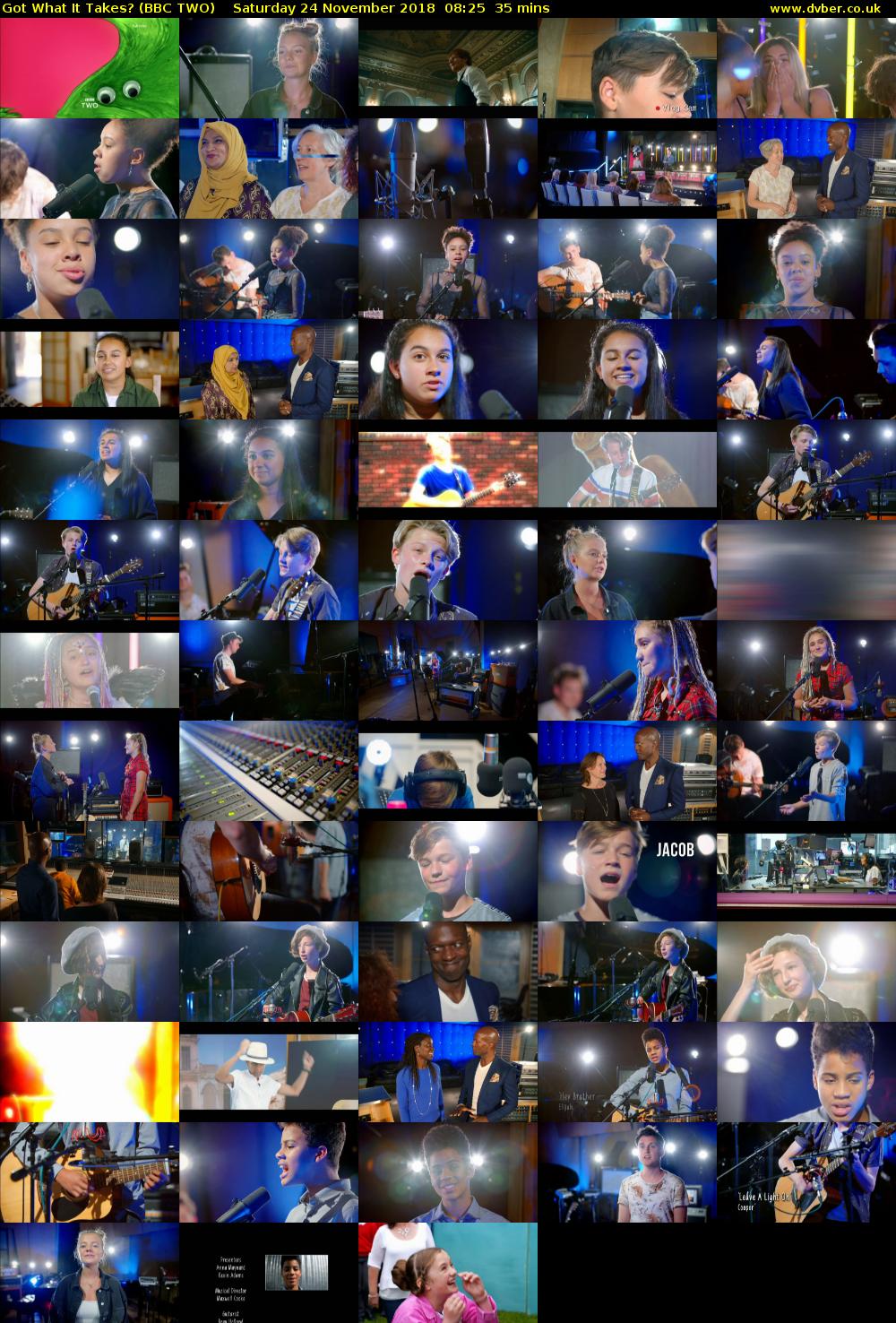 Got What It Takes? (BBC TWO) Saturday 24 November 2018 08:25 - 09:00