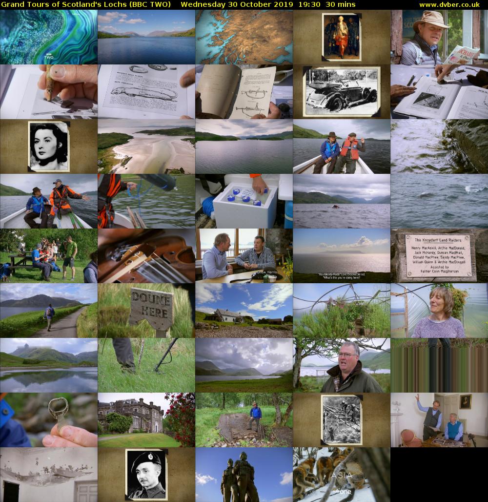 Grand Tours of Scotland's Lochs (BBC TWO) Wednesday 30 October 2019 19:30 - 20:00
