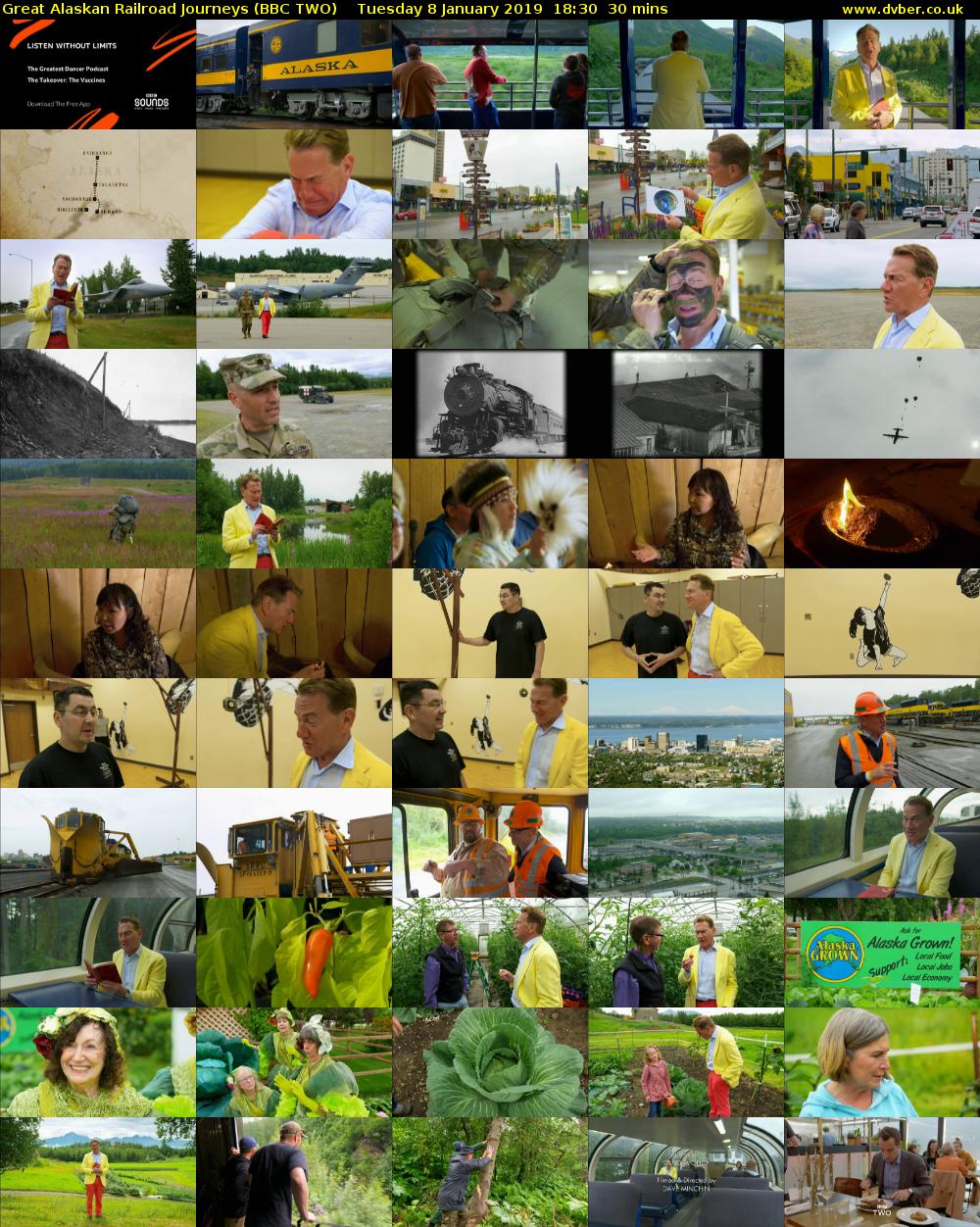 Great Alaskan Railroad Journeys (BBC TWO) Tuesday 8 January 2019 18:30 - 19:00