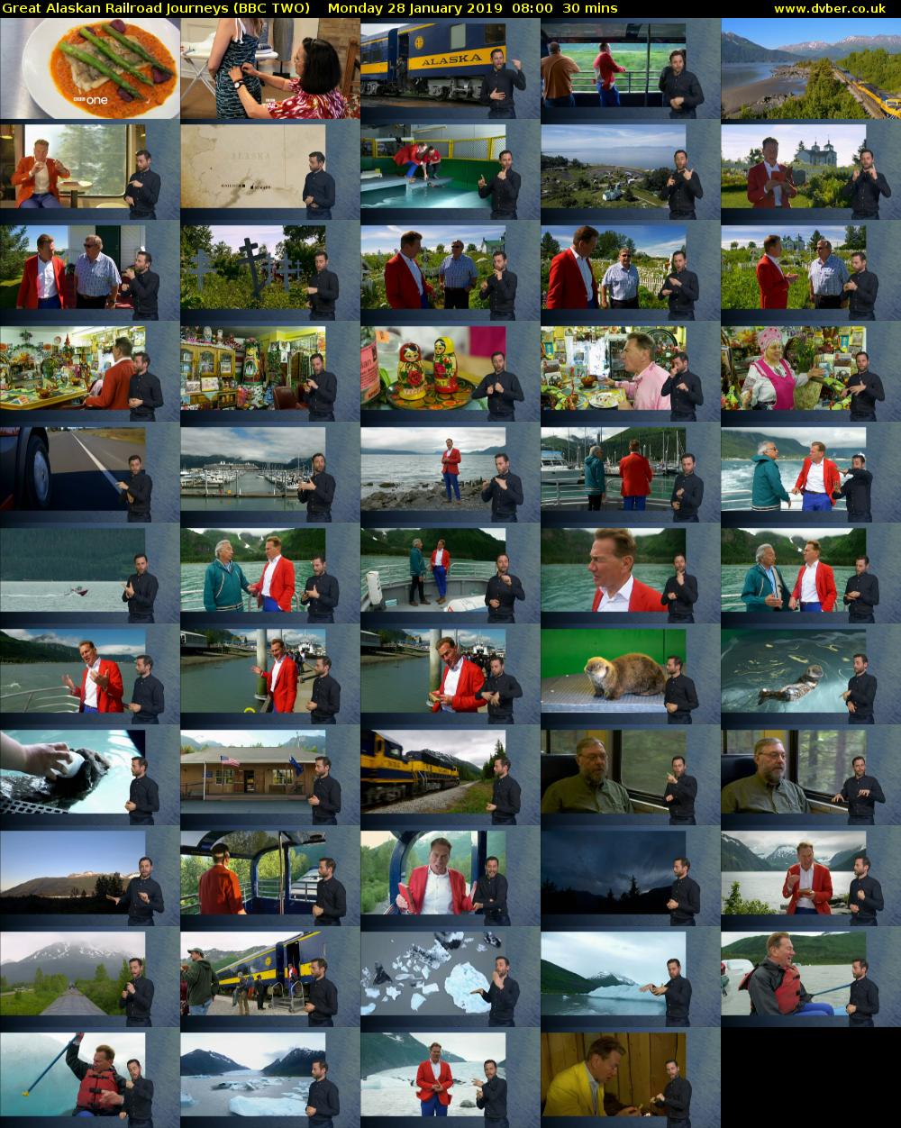 Great Alaskan Railroad Journeys (BBC TWO) Monday 28 January 2019 08:00 - 08:30
