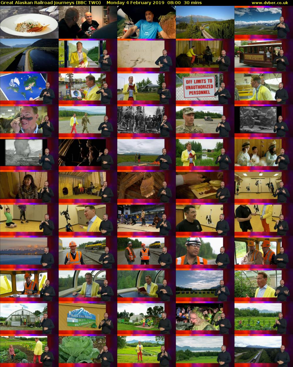 Great Alaskan Railroad Journeys (BBC TWO) Monday 4 February 2019 08:00 - 08:30