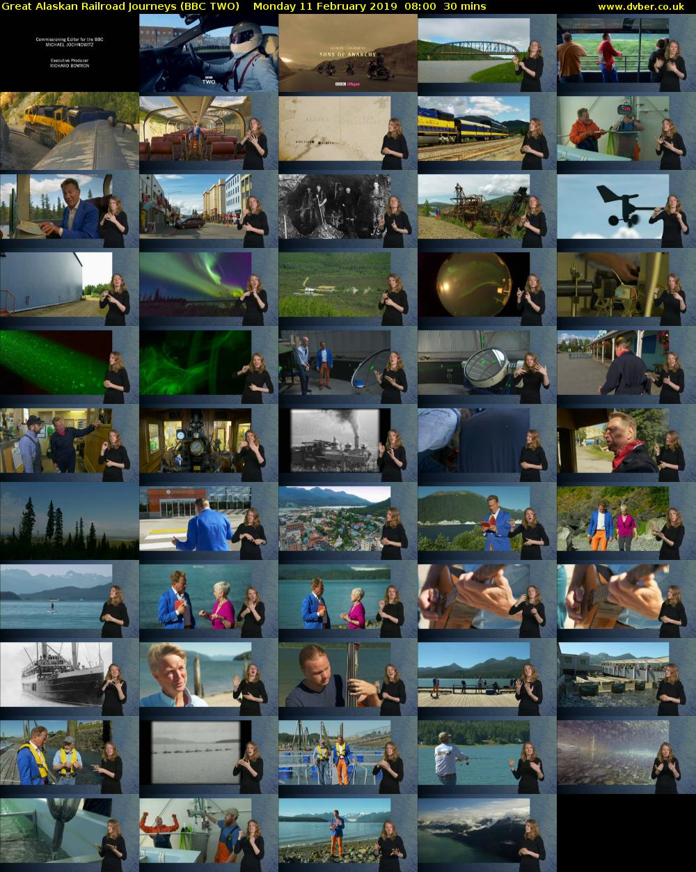Great Alaskan Railroad Journeys (BBC TWO) Monday 11 February 2019 08:00 - 08:30