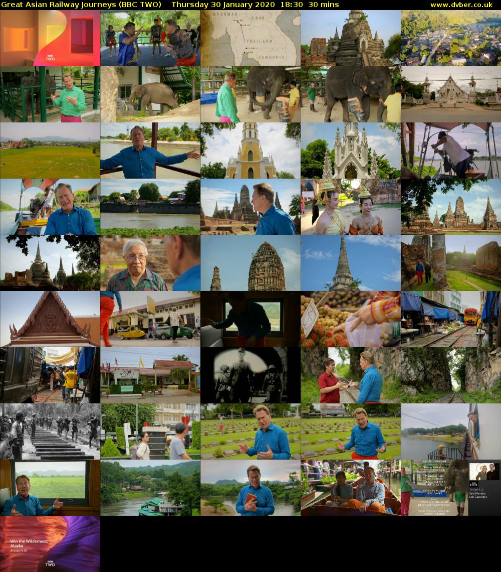 Great Asian Railway Journeys (BBC TWO) Thursday 30 January 2020 18:30 - 19:00