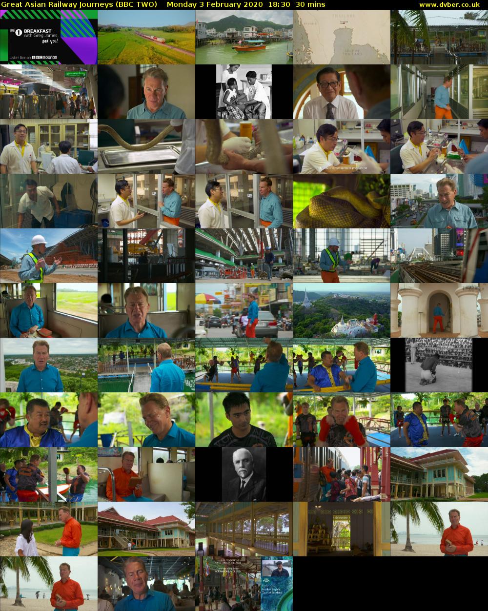 Great Asian Railway Journeys (BBC TWO) Monday 3 February 2020 18:30 - 19:00