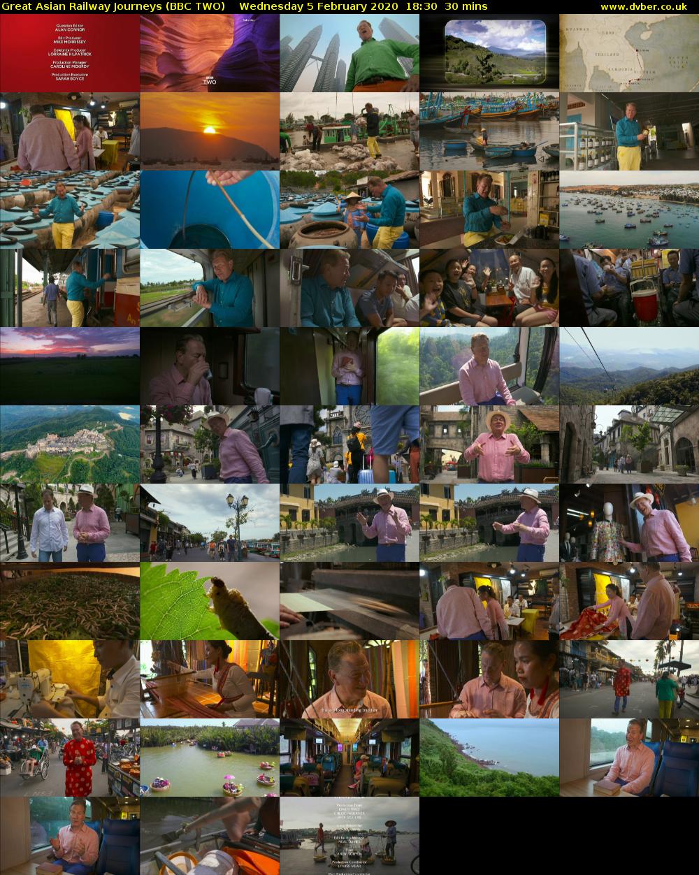 Great Asian Railway Journeys (BBC TWO) Wednesday 5 February 2020 18:30 - 19:00