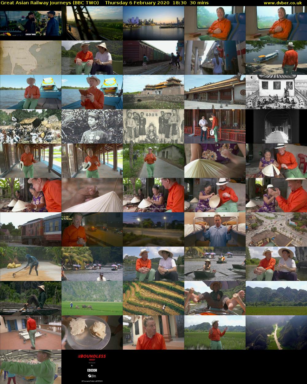 Great Asian Railway Journeys (BBC TWO) Thursday 6 February 2020 18:30 - 19:00
