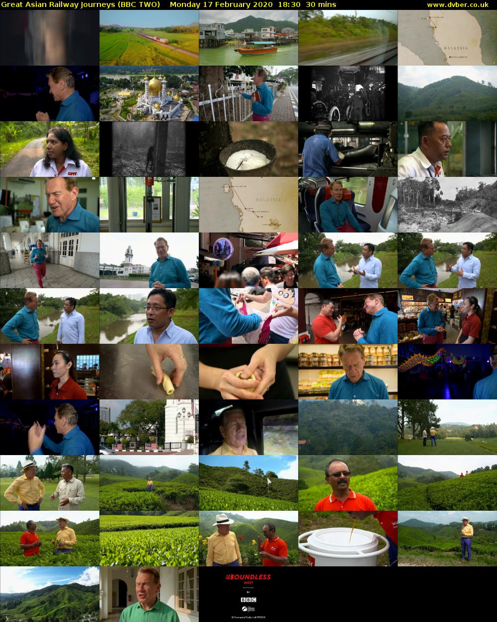 Great Asian Railway Journeys (BBC TWO) Monday 17 February 2020 18:30 - 19:00