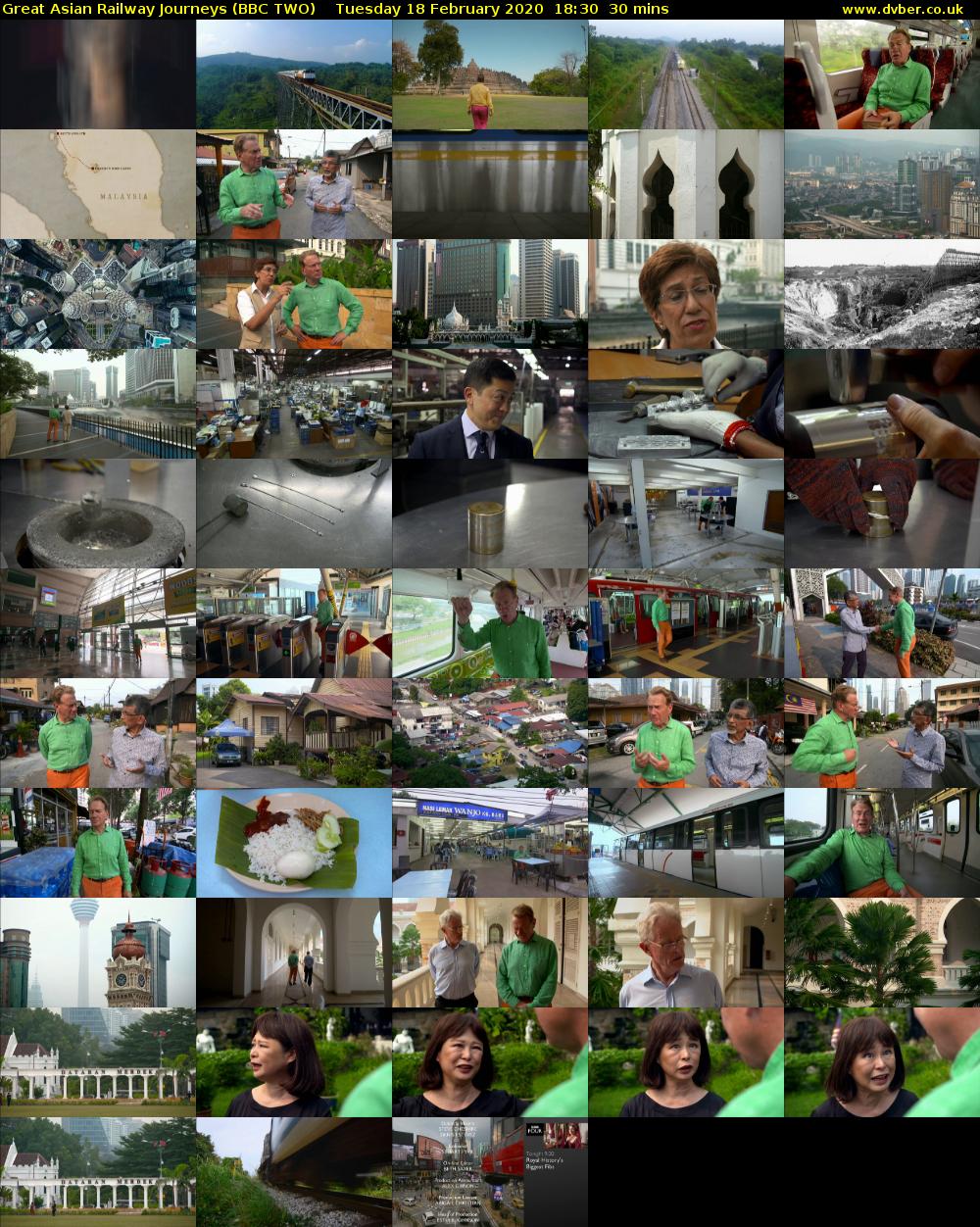 Great Asian Railway Journeys (BBC TWO) Tuesday 18 February 2020 18:30 - 19:00