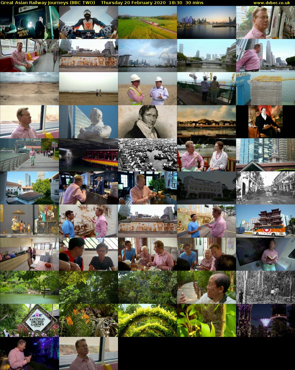Great Asian Railway Journeys (BBC TWO) Thursday 20 February 2020 18:30 - 19:00