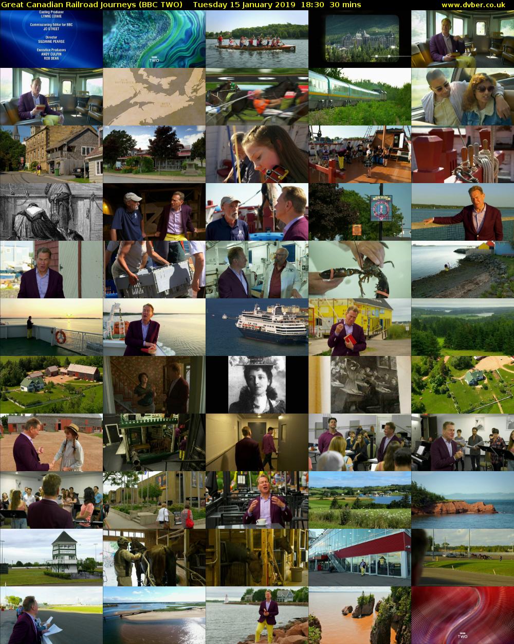 Great Canadian Railroad Journeys (BBC TWO) Tuesday 15 January 2019 18:30 - 19:00