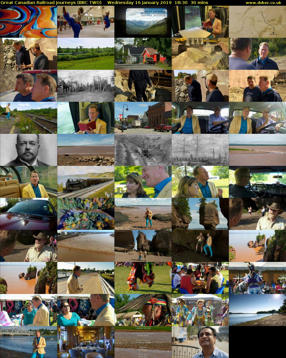 Great Canadian Railroad Journeys (BBC TWO) Wednesday 16 January 2019 18:30 - 19:00