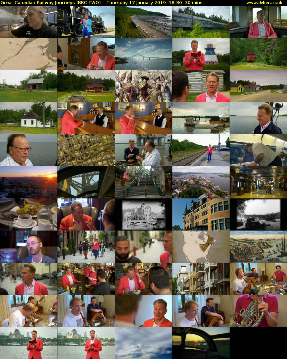 Great Canadian Railway Journeys (BBC TWO) Thursday 17 January 2019 18:30 - 19:00