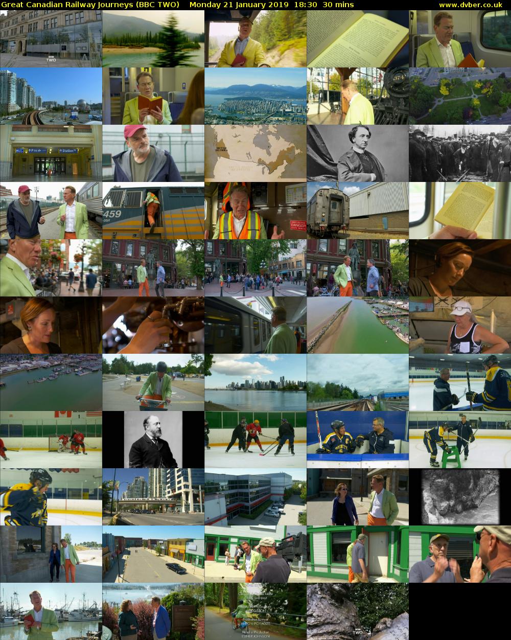 Great Canadian Railway Journeys (BBC TWO) Monday 21 January 2019 18:30 - 19:00