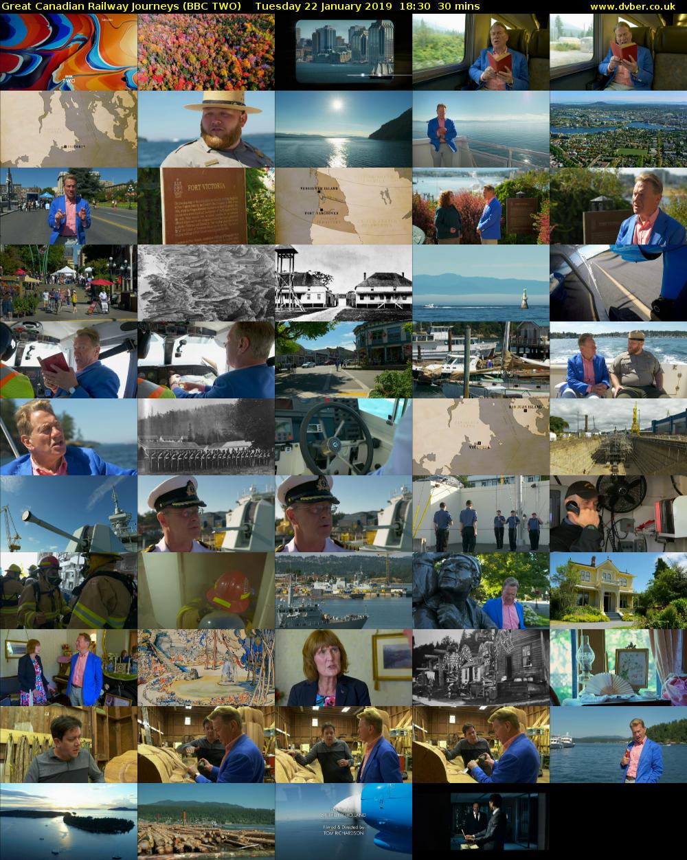 Great Canadian Railway Journeys (BBC TWO) Tuesday 22 January 2019 18:30 - 19:00