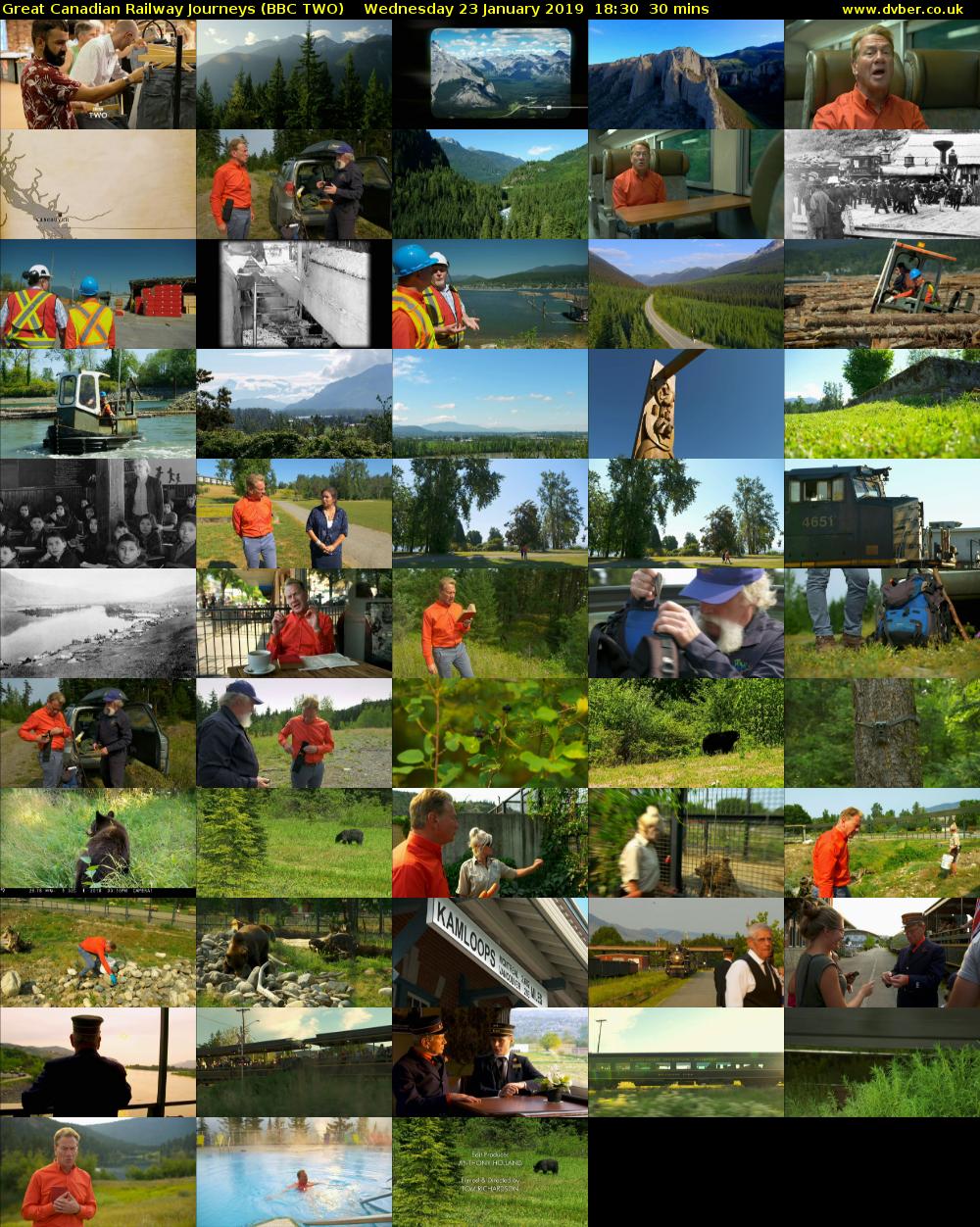 Great Canadian Railway Journeys (BBC TWO) Wednesday 23 January 2019 18:30 - 19:00