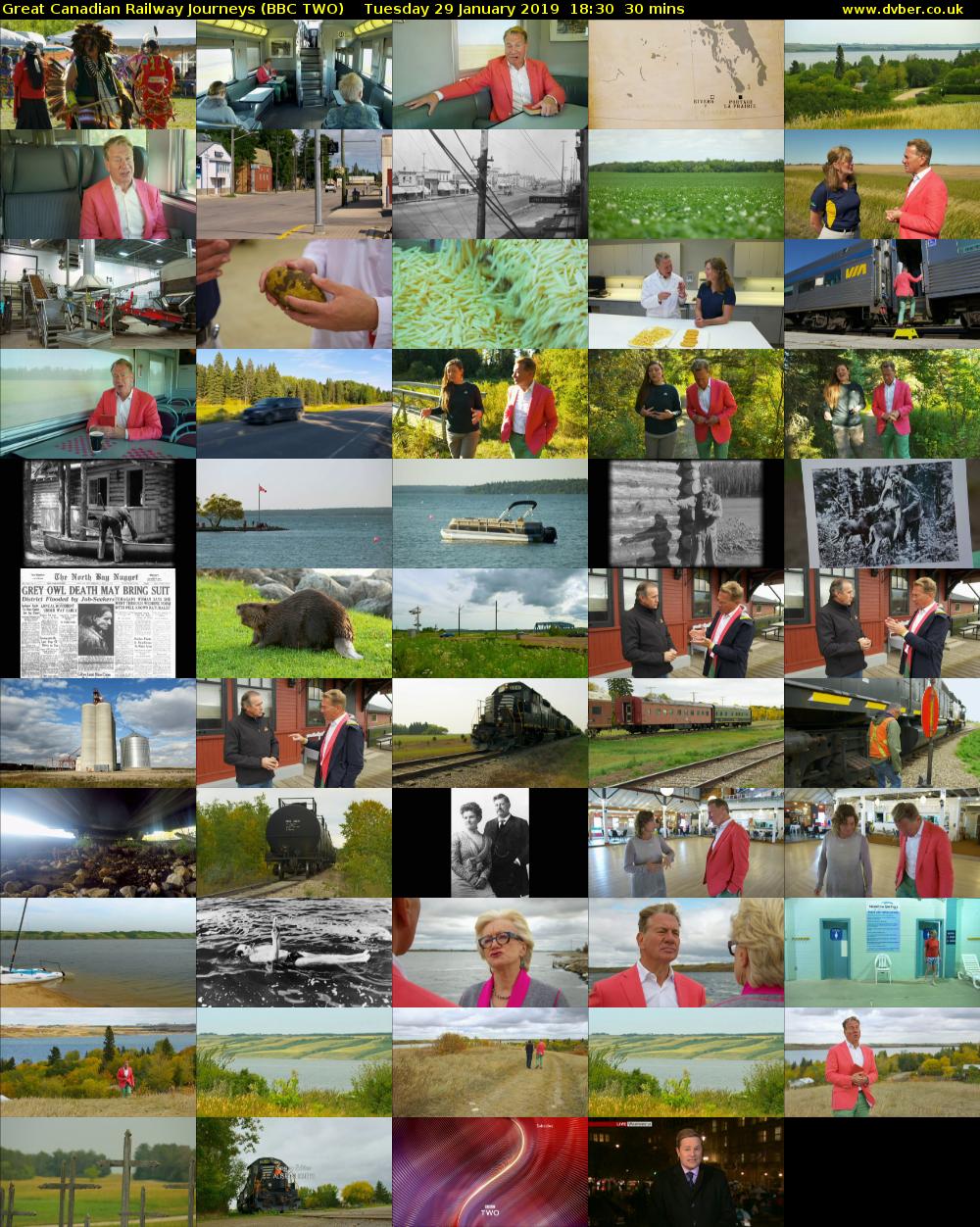 Great Canadian Railway Journeys (BBC TWO) Tuesday 29 January 2019 18:30 - 19:00