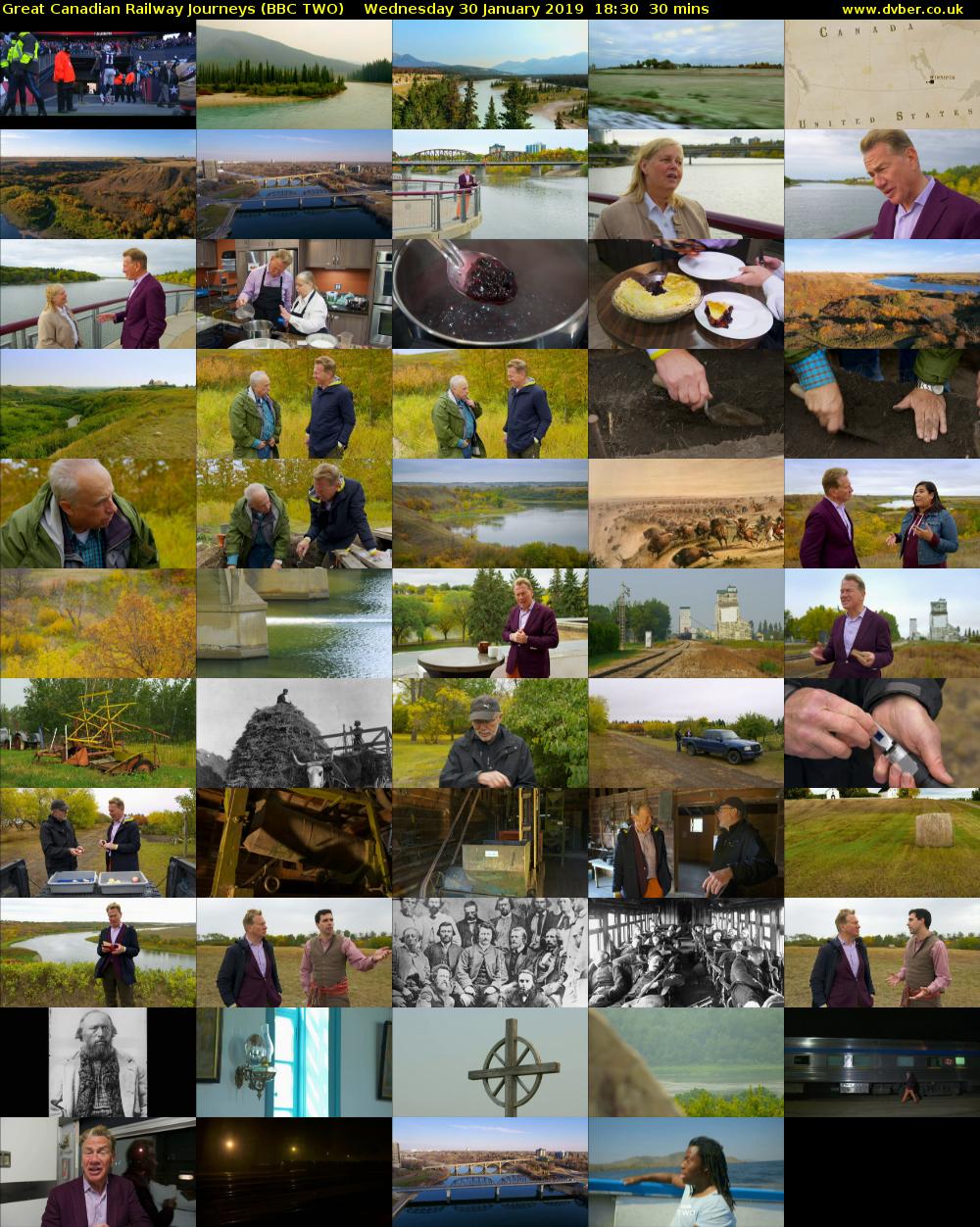 Great Canadian Railway Journeys (BBC TWO) Wednesday 30 January 2019 18:30 - 19:00