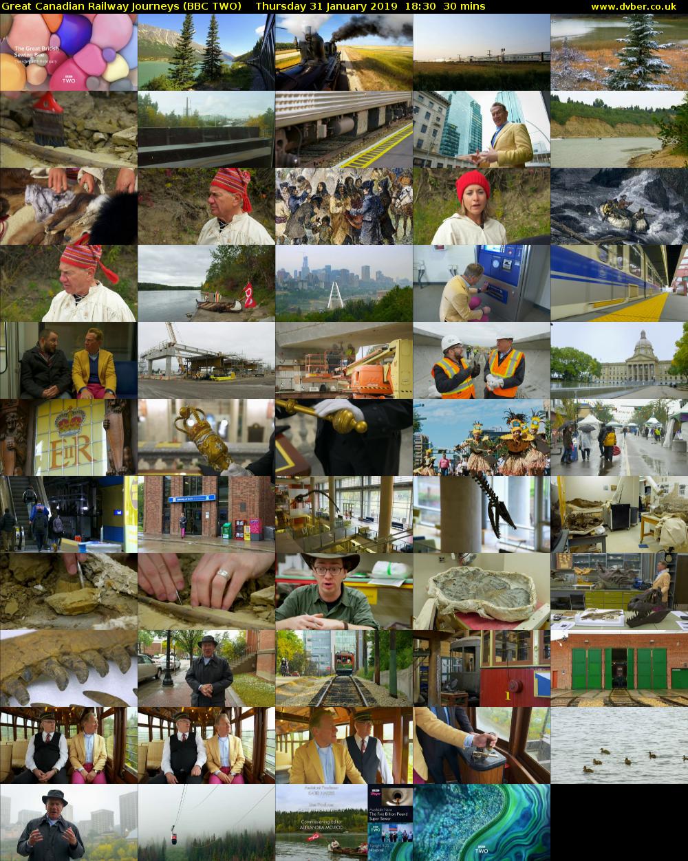 Great Canadian Railway Journeys (BBC TWO) Thursday 31 January 2019 18:30 - 19:00