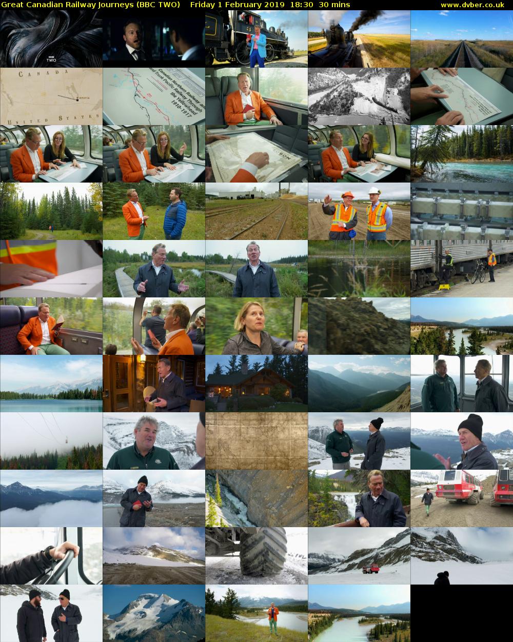 Great Canadian Railway Journeys (BBC TWO) Friday 1 February 2019 18:30 - 19:00