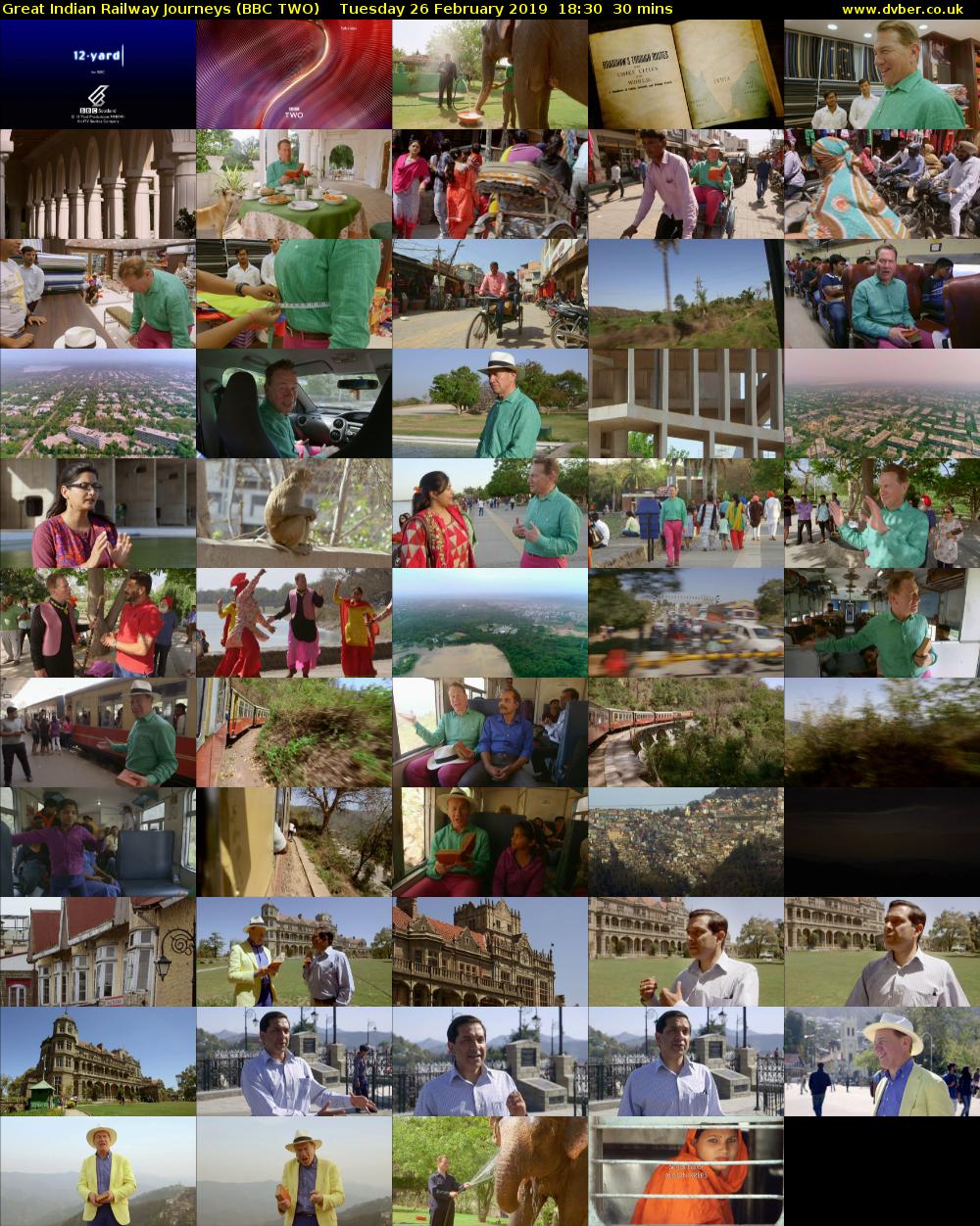 Great Indian Railway Journeys (BBC TWO) Tuesday 26 February 2019 18:30 - 19:00