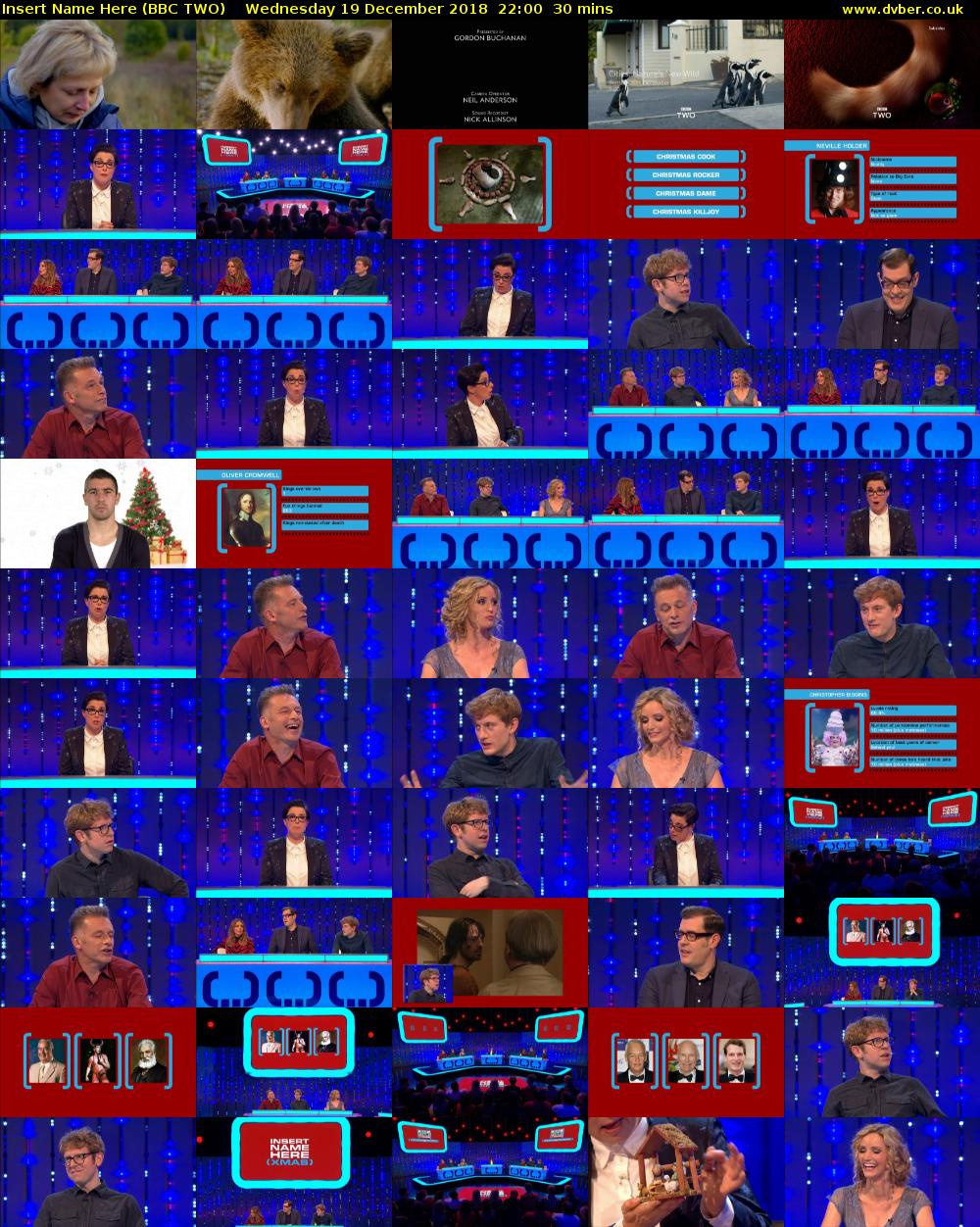Insert Name Here (BBC TWO) Wednesday 19 December 2018 22:00 - 22:30