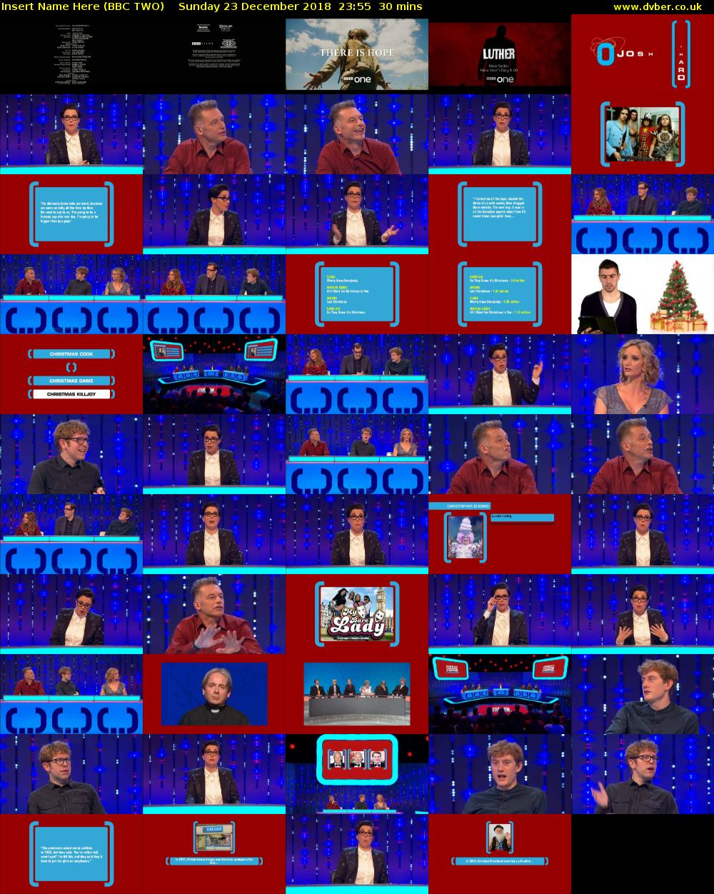 Insert Name Here (BBC TWO) Sunday 23 December 2018 23:55 - 00:25
