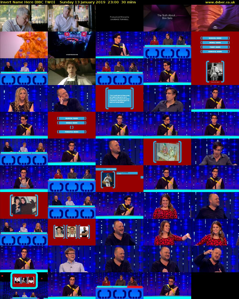 Insert Name Here (BBC TWO) Sunday 13 January 2019 23:00 - 23:30