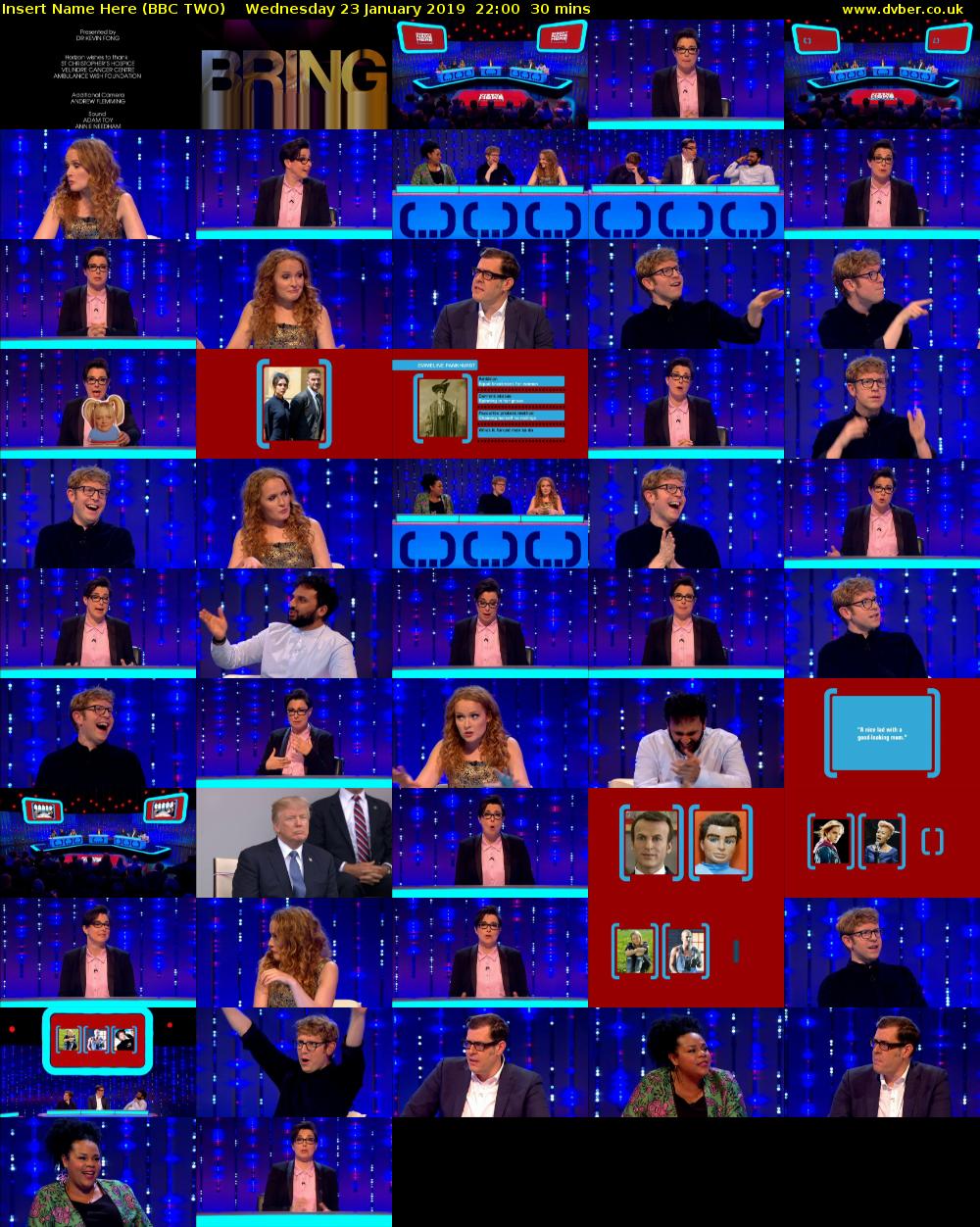 Insert Name Here (BBC TWO) Wednesday 23 January 2019 22:00 - 22:30