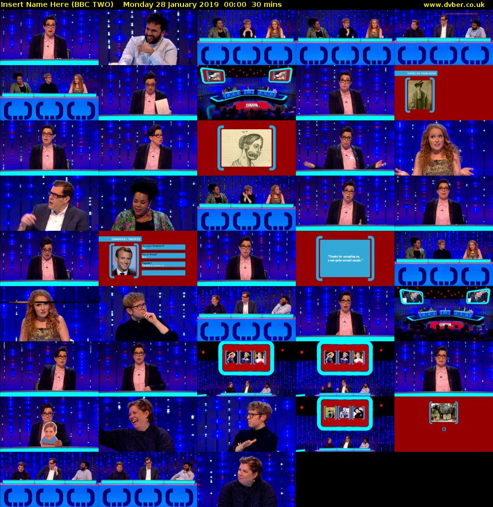 Insert Name Here (BBC TWO) Monday 28 January 2019 00:00 - 00:30