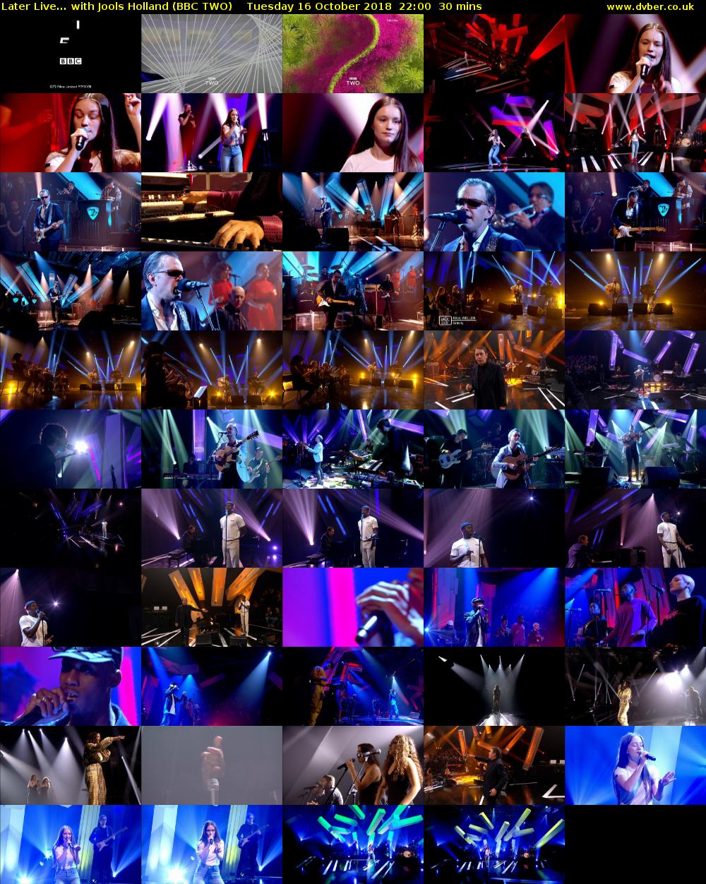 Later Live... with Jools Holland (BBC TWO) Tuesday 16 October 2018 22:00 - 22:30