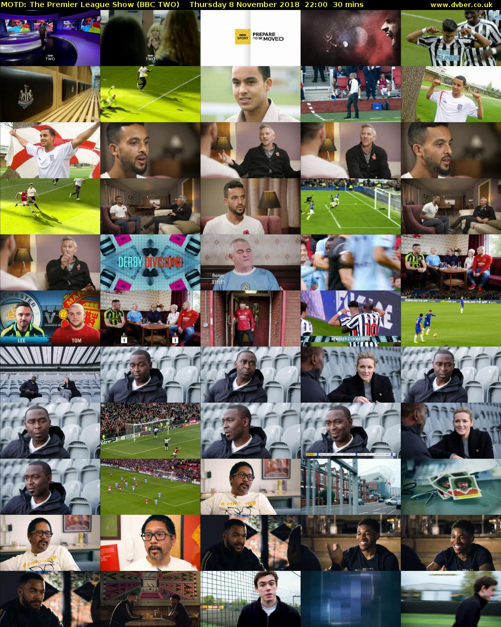 MOTD: The Premier League Show (BBC TWO) Thursday 8 November 2018 22:00 - 22:30