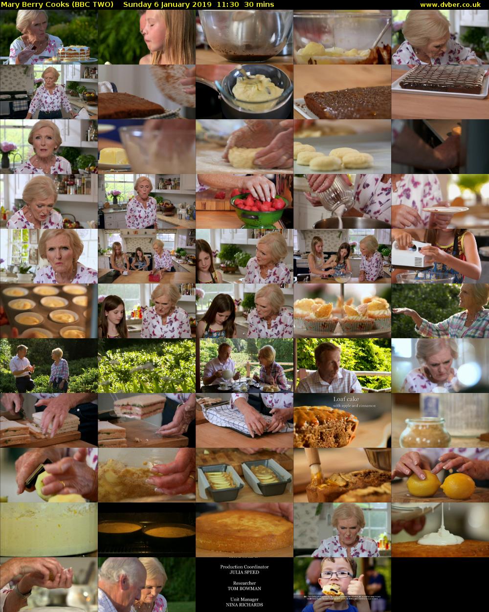 Mary Berry Cooks (BBC TWO) Sunday 6 January 2019 11:30 - 12:00