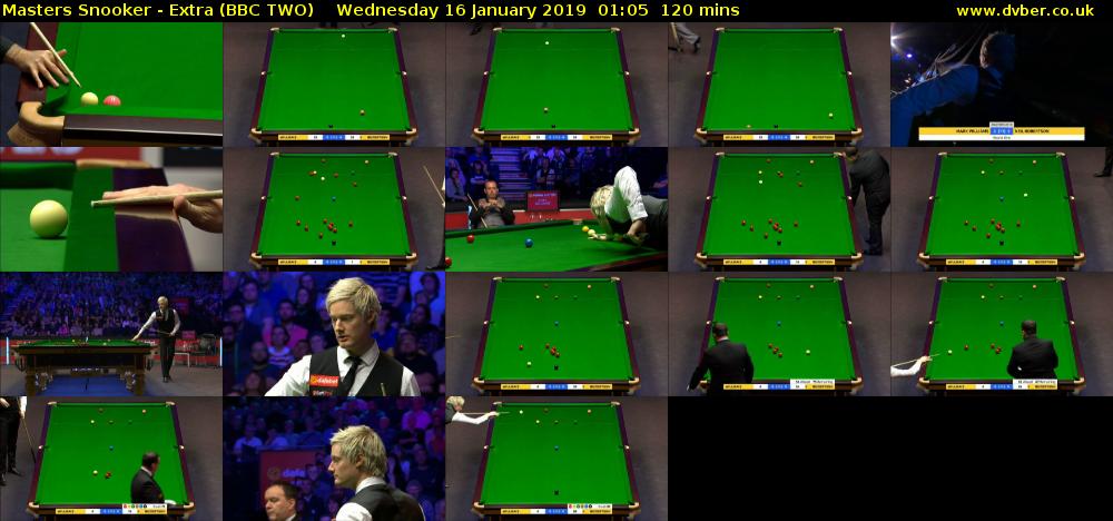 Masters Snooker - Extra (BBC TWO) Wednesday 16 January 2019 01:05 - 03:05