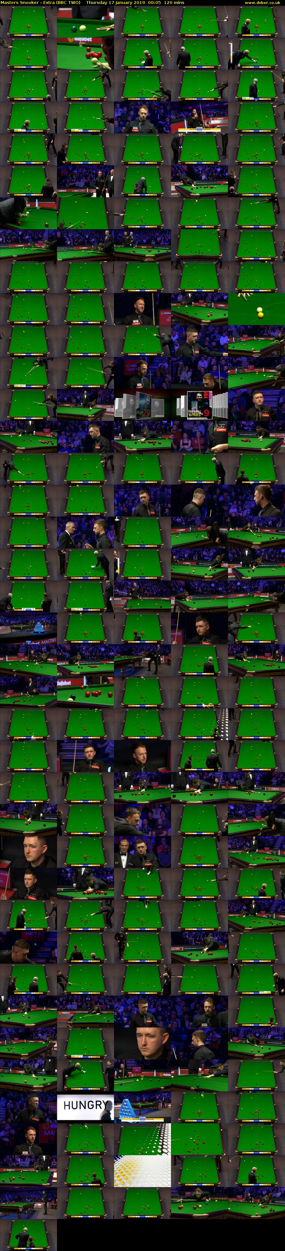 Masters Snooker - Extra (BBC TWO) Thursday 17 January 2019 00:05 - 02:05