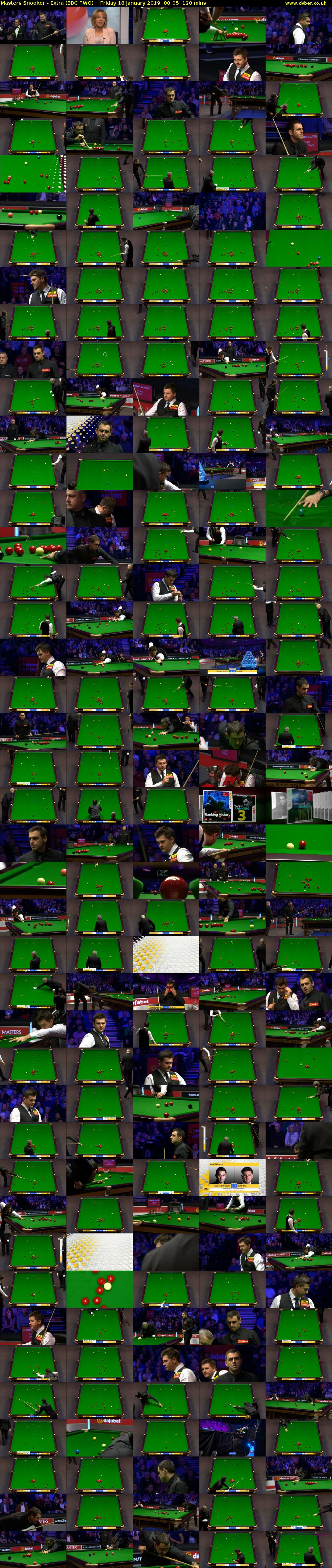 Masters Snooker - Extra (BBC TWO) Friday 18 January 2019 00:05 - 02:05