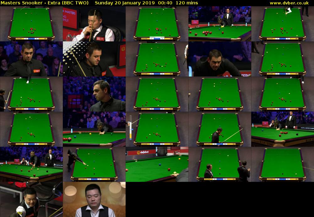 Masters Snooker - Extra (BBC TWO) Sunday 20 January 2019 00:40 - 02:40
