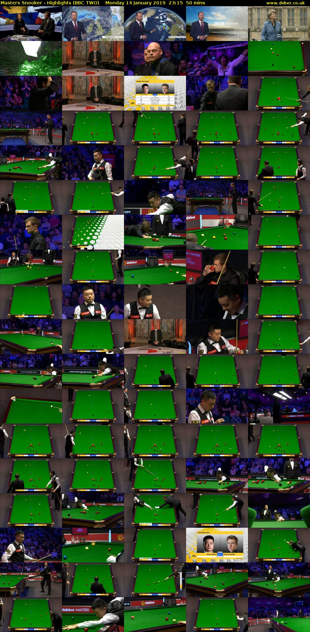Masters Snooker - Highlights (BBC TWO) Monday 14 January 2019 23:15 - 00:05