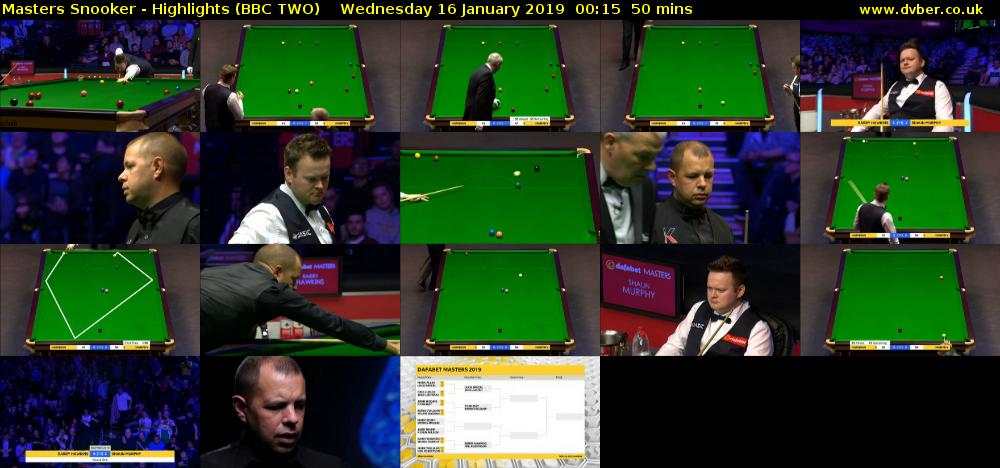 Masters Snooker - Highlights (BBC TWO) Wednesday 16 January 2019 00:15 - 01:05