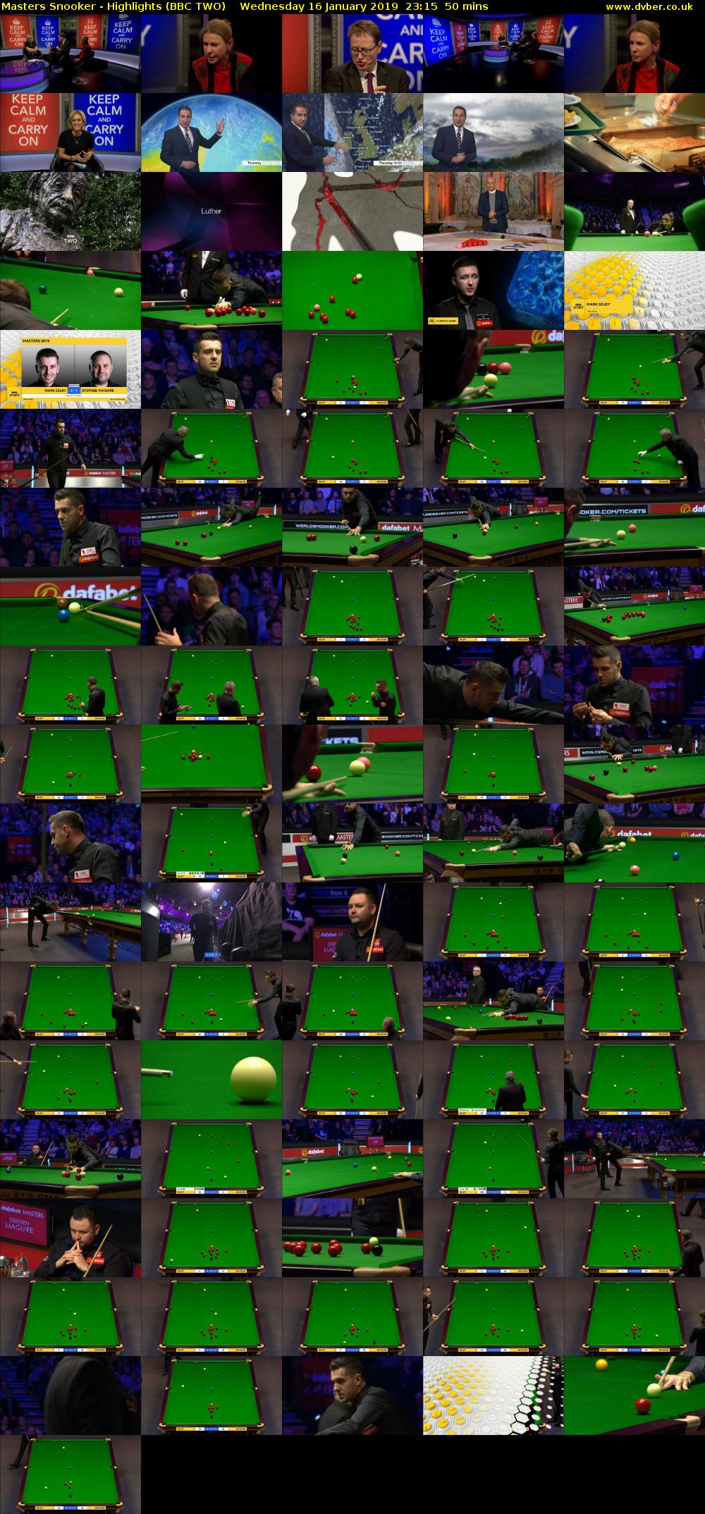 Masters Snooker - Highlights (BBC TWO) Wednesday 16 January 2019 23:15 - 00:05