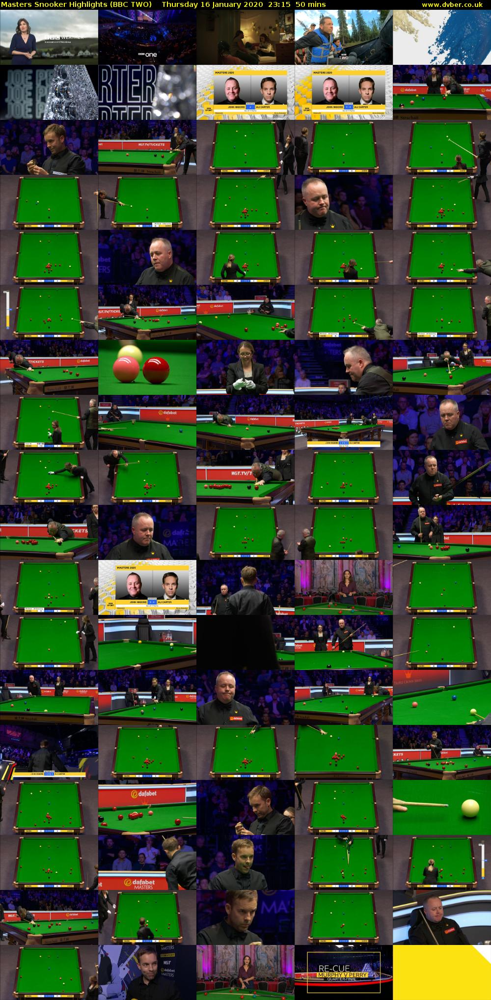 Masters Snooker Highlights (BBC TWO) Thursday 16 January 2020 23:15 - 00:05