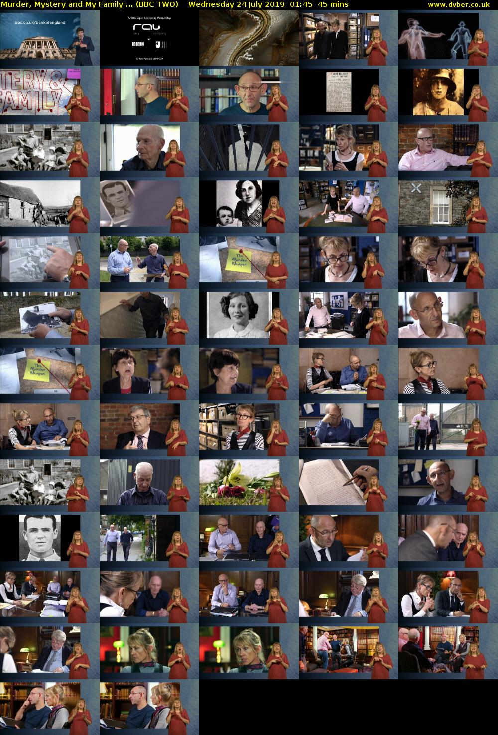 Murder, Mystery and My Family:... (BBC TWO) Wednesday 24 July 2019 01:45 - 02:30