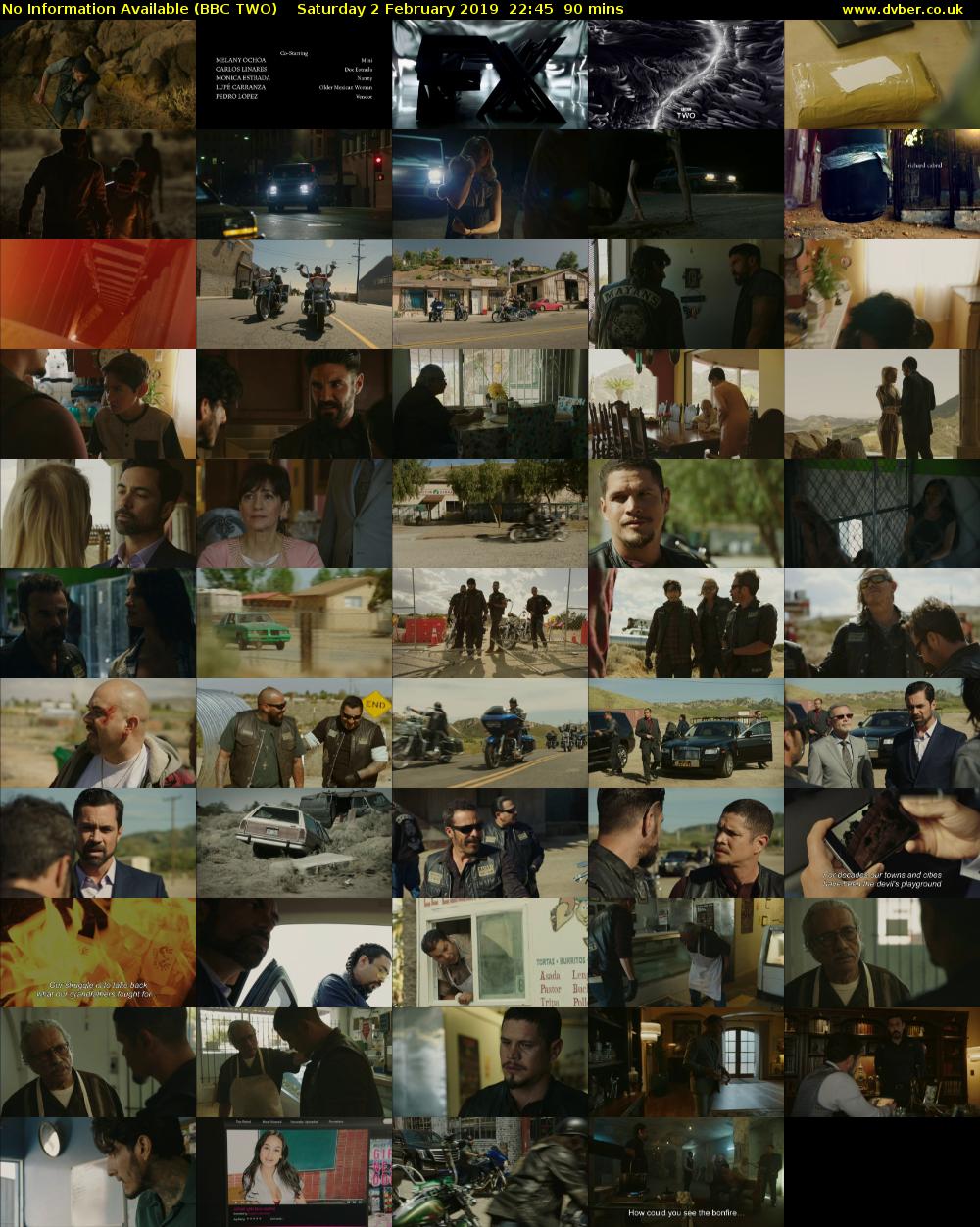 No Information Available (BBC TWO) Saturday 2 February 2019 22:45 - 00:15