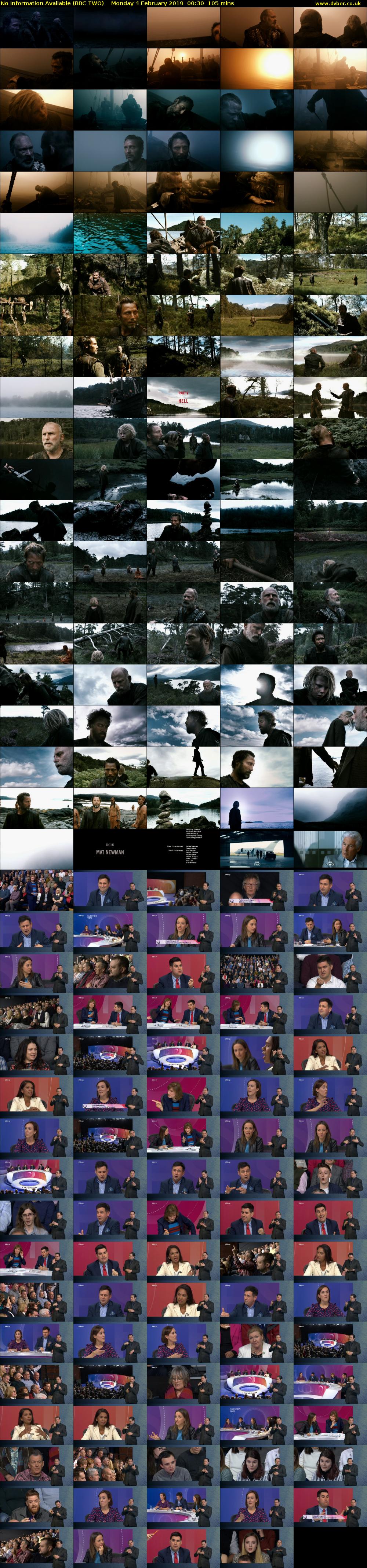 No Information Available (BBC TWO) Monday 4 February 2019 00:30 - 02:15