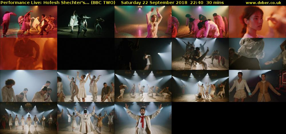 Performance Live: Hofesh Shechter's... (BBC TWO) Saturday 22 September 2018 22:40 - 23:10