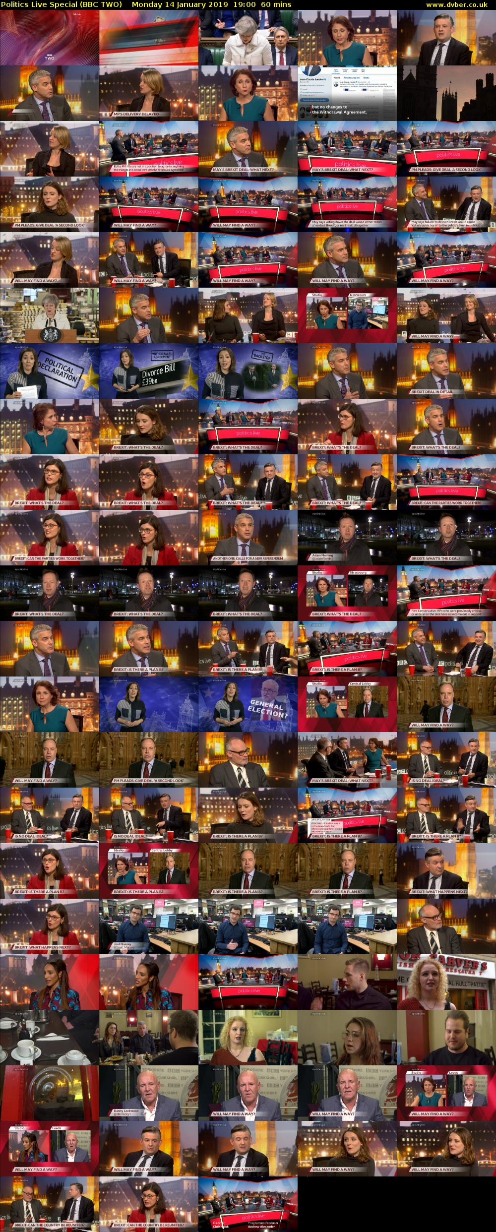 Politics Live Special (BBC TWO) Monday 14 January 2019 19:00 - 20:00