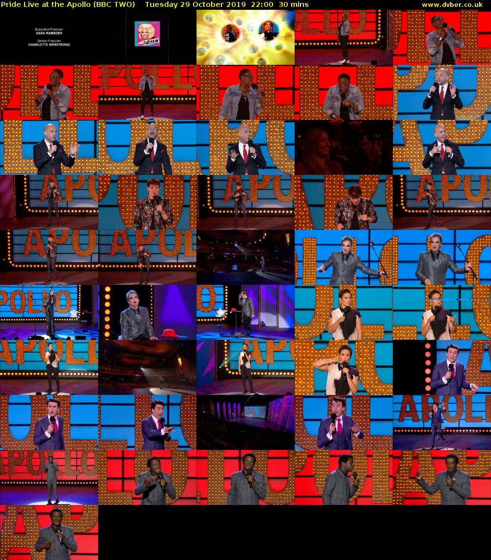 Pride Live at the Apollo (BBC TWO) Tuesday 29 October 2019 22:00 - 22:30